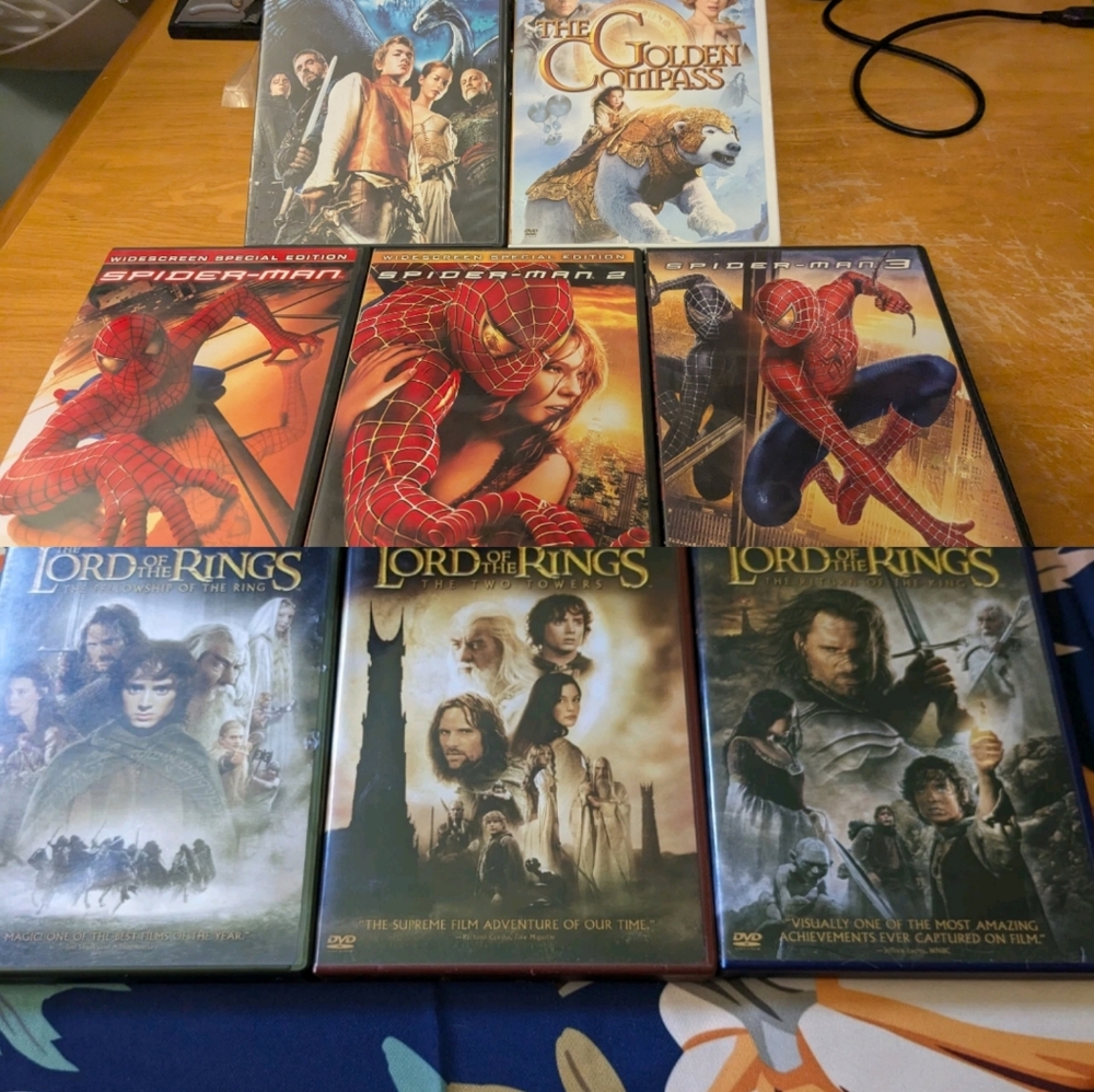 DVD Lot 8 Spider-Man Trilogy Lord Of The Rings Trilogy Eragon The Golden Compass